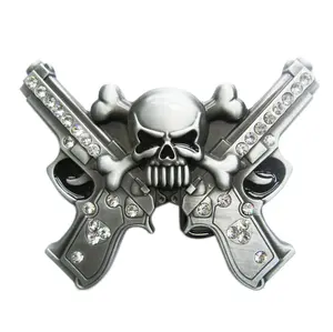 Vintage Style Rhinestones Skull Belt Buckle Men Accessories