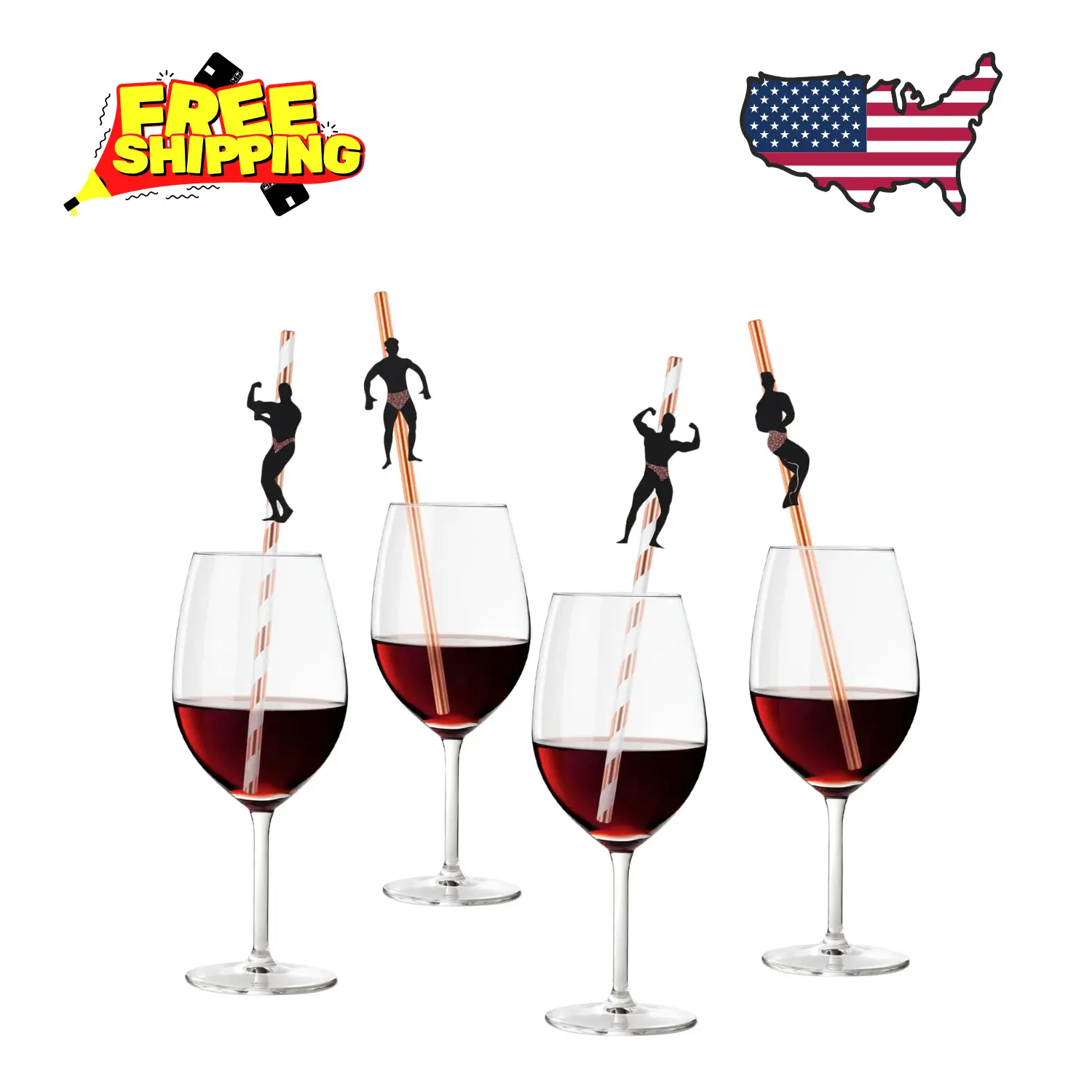 36 Pcs Bachelorette Straws, Funny Male Dancer Drinking Straws