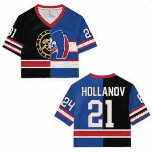 Heated Rivalry Mesh Crop Top Jersey for Women, Heated Rivalry Romance Print Croptop Jersey for Hockey Fans, Hollander and Rozanov Comfortable & Trendy Sportswear Perfect Gift for Her