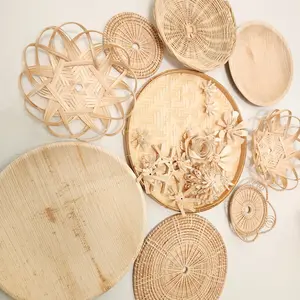 Set of 9 Rattan Wall baskets, Round Wall Pieces, Panier mural rotin, Wall Decor, Boho Wall Baskets, Boho Wall Decor, Woven Basket for Wall