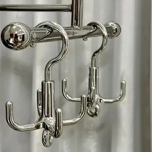 Rotatable Clothes Hook, 1 Count Punch Free 4 Claw Rotatable Clothes Hanger, Belt Storage Rack, Scarf Storage Rack, Home Organizer for Bedroom