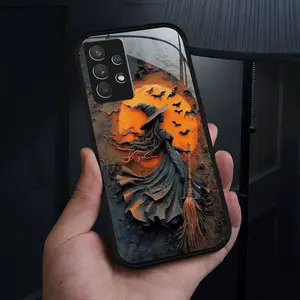 Halloween unique ghost witch bat colorful print phone case for girls, shockproof and drop-resistant, suitable for iPhone 17 Pro Max Air/16 Pro Max 15 14 13 12 11 XR, Samsung Galaxy S22 S23 FE S24 Plus S25 Ultra, suitable for Halloween and Christmas gifts