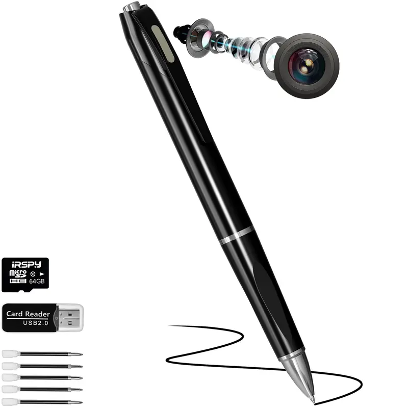 Camera Pen-Mini Cameras HD 1080P-with 64GB SD Card Data Cable and Card Reader-Hidden Cameras Pen Cameras for Indoor Safety Classroom Learning premium portable camcorder mount