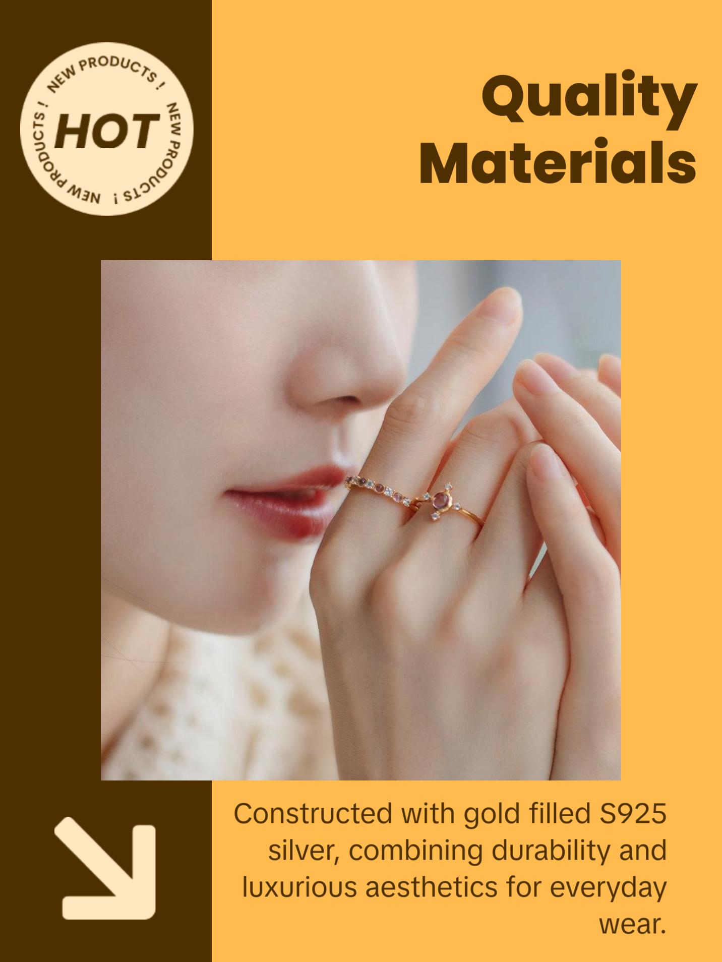 Amethyst Dainty Star Adjustable Ring