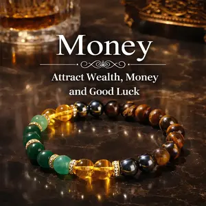 Money Bracelet with Black Onyx and Tiger's Eye - Luck Bracelet - Attract Wealth, Abundance and Prosperity Crystal Bracelets Money Attraction Feng Shui Luck Protection Jewelry Gifts for Friends