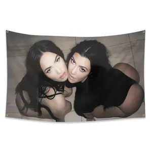 1pc, Megan and Kourtney Flag Banner, 2*3ft(60*90cm) /3*5ft (90*150cm), 4 Grommets, Single-Sided Printing, for Indoor, Outdoor, Home, Room, Man Cave, Bedroom, Bar, Yard, Garden, Activities, Decorations