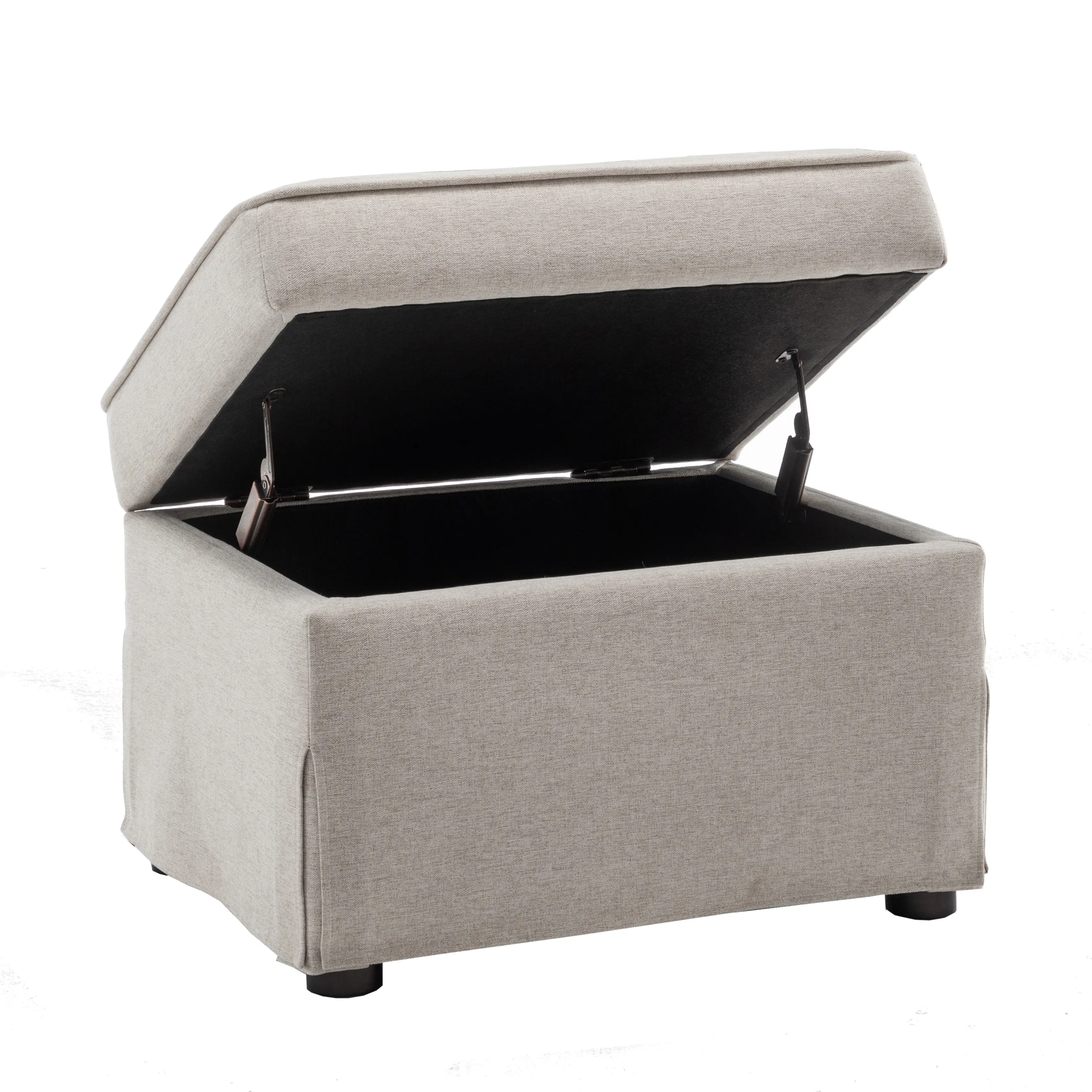 Woodcrest 24" Wide Rectangle Storage Ottoman - Light Brown, Lift Top Hidden Storage Footrest, Upholstered Accent Stool for Living Room Bedroom Entryway 