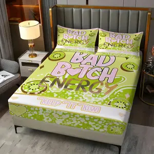 Simple and Refreshing Style Printed Bedspread 3-Piece Set With 2 Coreless Pillowcases, With Pineapple and Other Tropical Fruit Patterns, Soft and Comfortable Bedding