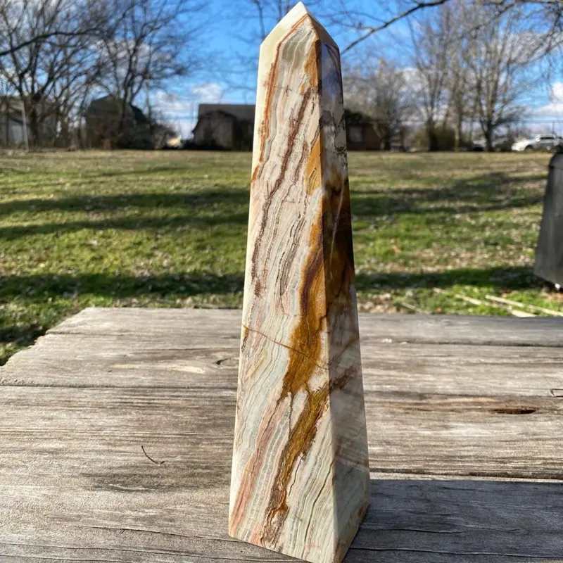 12” Green Onyx Crystal Obelisk