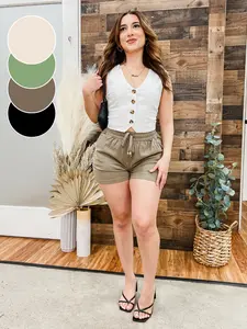 RESTOCK! Gia Linen Drawstring Waist Shorts