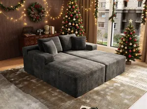 【Memorial Day Gift】2 Packages Shipping  NMXVXMN 71" Oversized Sectional Double Lounge Chaise with Cloud Plush Sofa Bed, Fluffy Modern Boneless Couch Sleeper Loveseat Chair for Indoor Living Room Bedroom Reading Movie - No Assembly Required outdoorfun