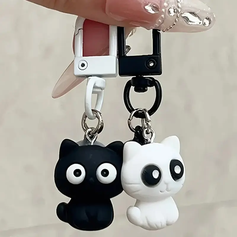 Cute & Cat Keychains, PVC Material, Metal Clasp Design, Durable Lightweight Gift for Women, Kawaii Style Accessories, Keychain Set, Keyrings For Keys
