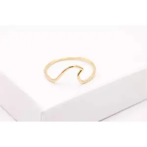 14K Gold Thin Ocean-Wave. Minimalistic and Dainty