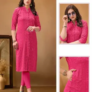 Cotton Lucknowi Heavy Chikankari kurti ( pants not included) ( sizing up is Recommended ) - NO RETURN/ REFUND/EXCHANGE