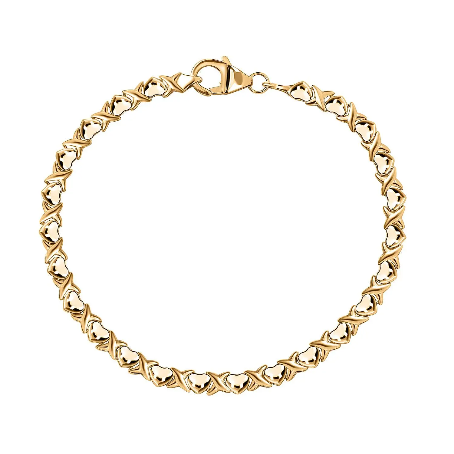 Luxoro Heart Link Bracelet in 10K Yellow Gold (6.50 In) 4.65 Grams Luxoro Heart Link Bracelet in 10K Yellow Gold (6.50 In) 4.65 Grams