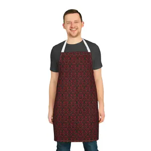 Red Gothic Skull Pattern Apron | Dark Floral Damask Kitchen Apron