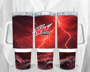 Mountain Dew Code Red Tumbler With Handle Straw 40oz Stainless Steel, Soda Lover Sparkly Travel Mug, Dew Aesthetic Coffee Cup, Mug Soft Drink Fan Gift For Men Women