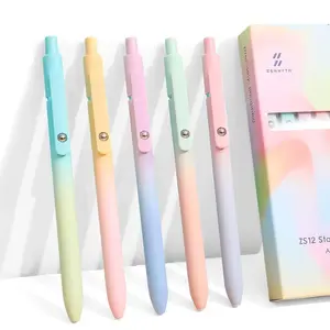 5Pcs Rainbow Press-Type Quick Drying Carbon Gel Pens - 0.7mm Fine Tip, Retractable Writing Pens for Students & Office, Smooth Ink Pens for Back to School or College Use