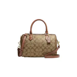 COACH Rowan 25 Classic Monogram Zippered Canvas and Leather Boston Bag for Women Handbag Sling Bag Handbag Combo