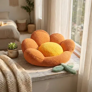 Cute Flower Floor Seat Mat, Detachable & Extra Soft Plush Cushion, Thickened Chair Pad for Bedroom, Tatami, Living Room, Cozy Reading Nook Decor