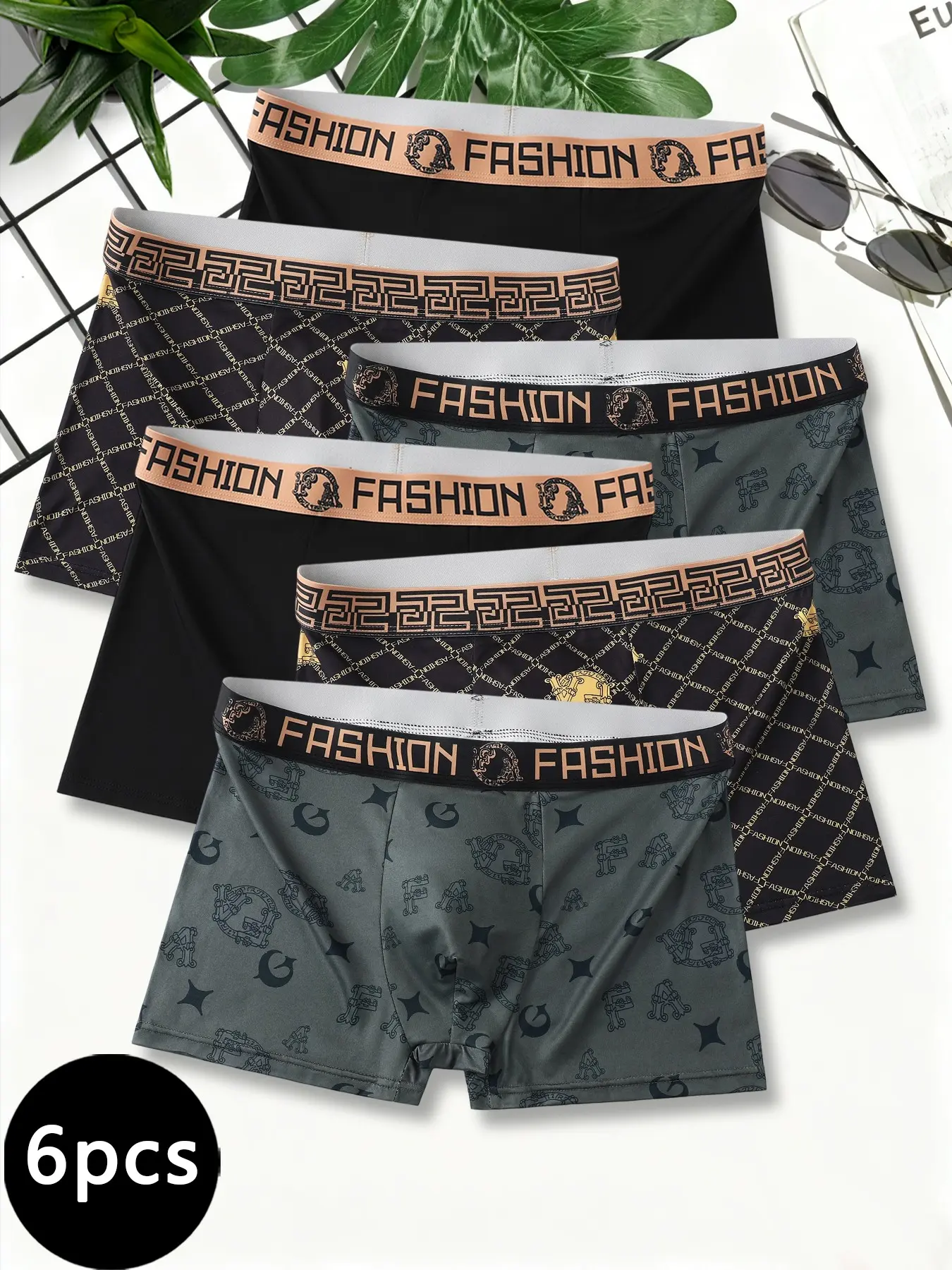 Men's Underwear, Boxer Sports Underwear, Underwear Sets - [6-piece set] Soft Comfy Underwear, Stretchy Underwear, moisture absorbing, breathable, Fitted men's boxer briefs