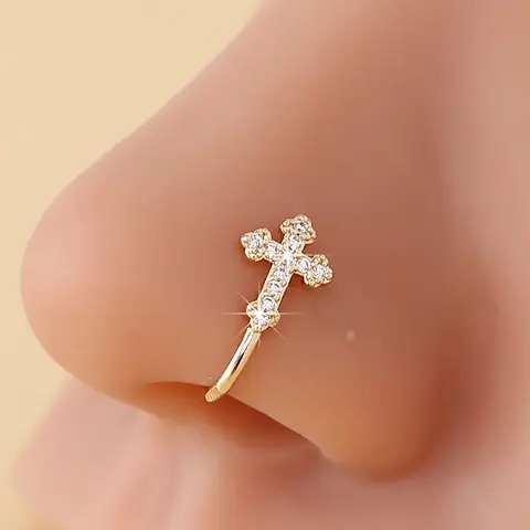 1Pc Fake Nose Ring for Women Gold Silver Nose Cuffs Nose Hoop U-shaped Clip on Nose Ring Non Piercing Faux Nose Piercings Jewelry Body Jewelry Body Jewellery