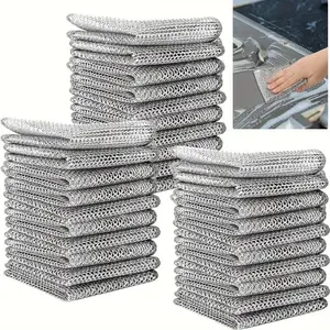 Reusable Wire Dishwashing Cloth, 5/10/20/30pcs Double Layer Wire Cleaning Pad, Kitchen Cleaning Tool for Wet and Dry Dish, Sponges, Scrubber Pad, Household Cleaning Tool