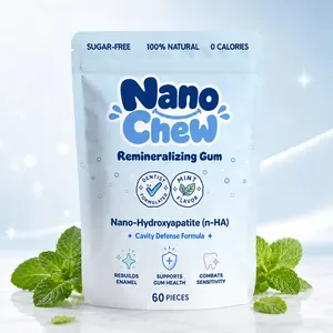 NanoChew Remineralizing Gum with Nano-Hydroxyapatite (n-HA) & Xylitol - Dentist-Formulated, Sugar-Free, 0-Calorie, 60-Piece Cavity Defense, Enamel Rebuilding, Gum Health Support
