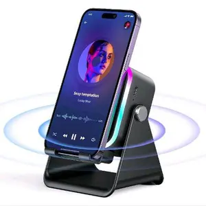 Induction Speaker with Phone Stand 5 in 1 Wireless Induction Bluetooth Audio for iPhone Android Phone Speakers Amplifier with Rechargeable Colorful Light, Birthday Gifts for Men Women Teens Device