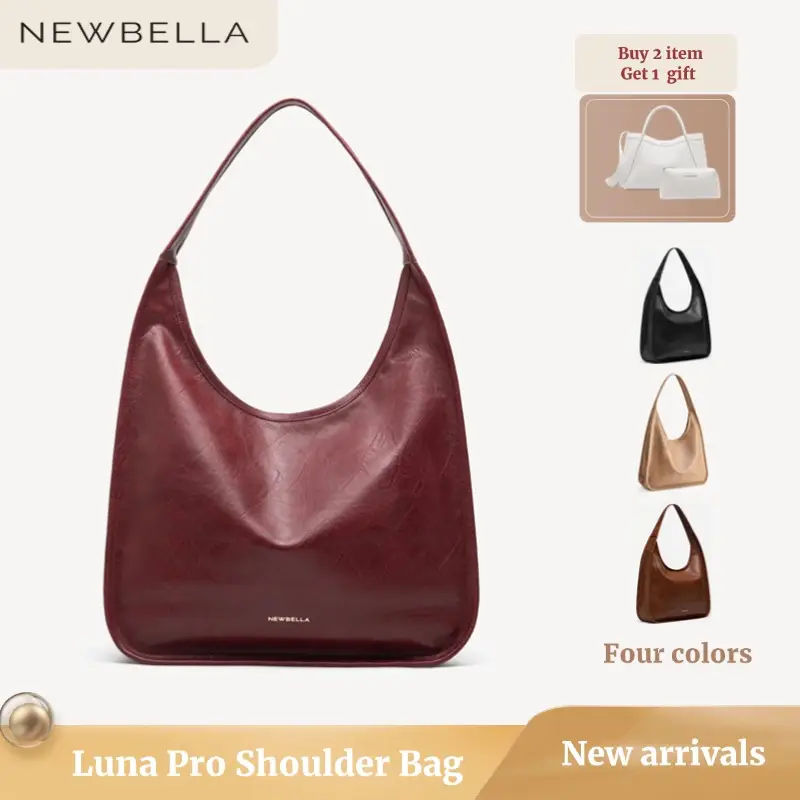 NewBella Luna Pro Shoulder Bag in PU Leather - Sleek Solid Color Top Handle Bag with Zipper Closure for School & Commute - 48x12x44 cm Daily Commuting