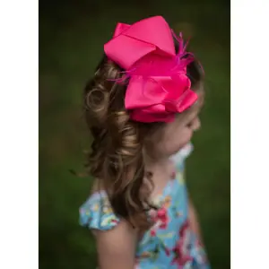 Solid Feather Puff Looped Knot Hair Bow - Alligator Clip - 5.5"
