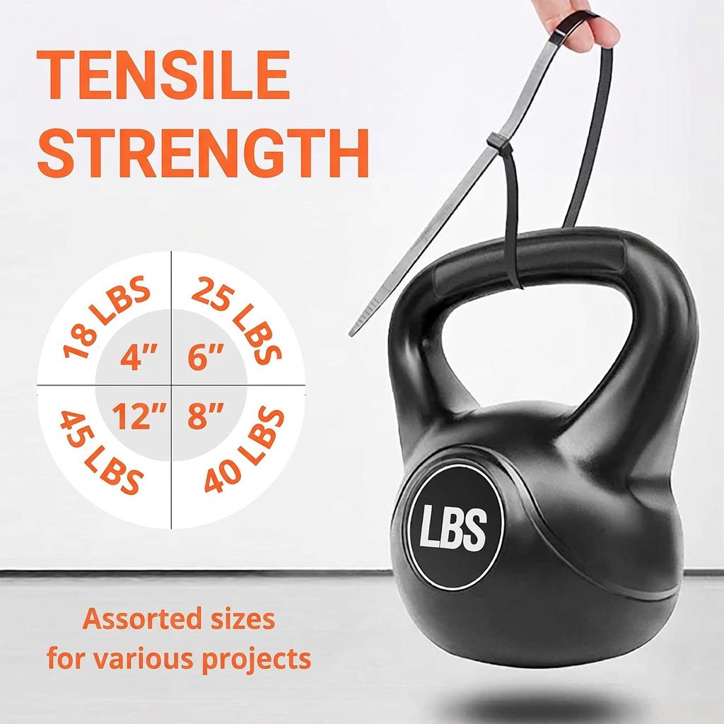 400 Pack Zip Ties Assorted Sizes (4”+6”+8”+12”), Black UV Resistant Cable Ties