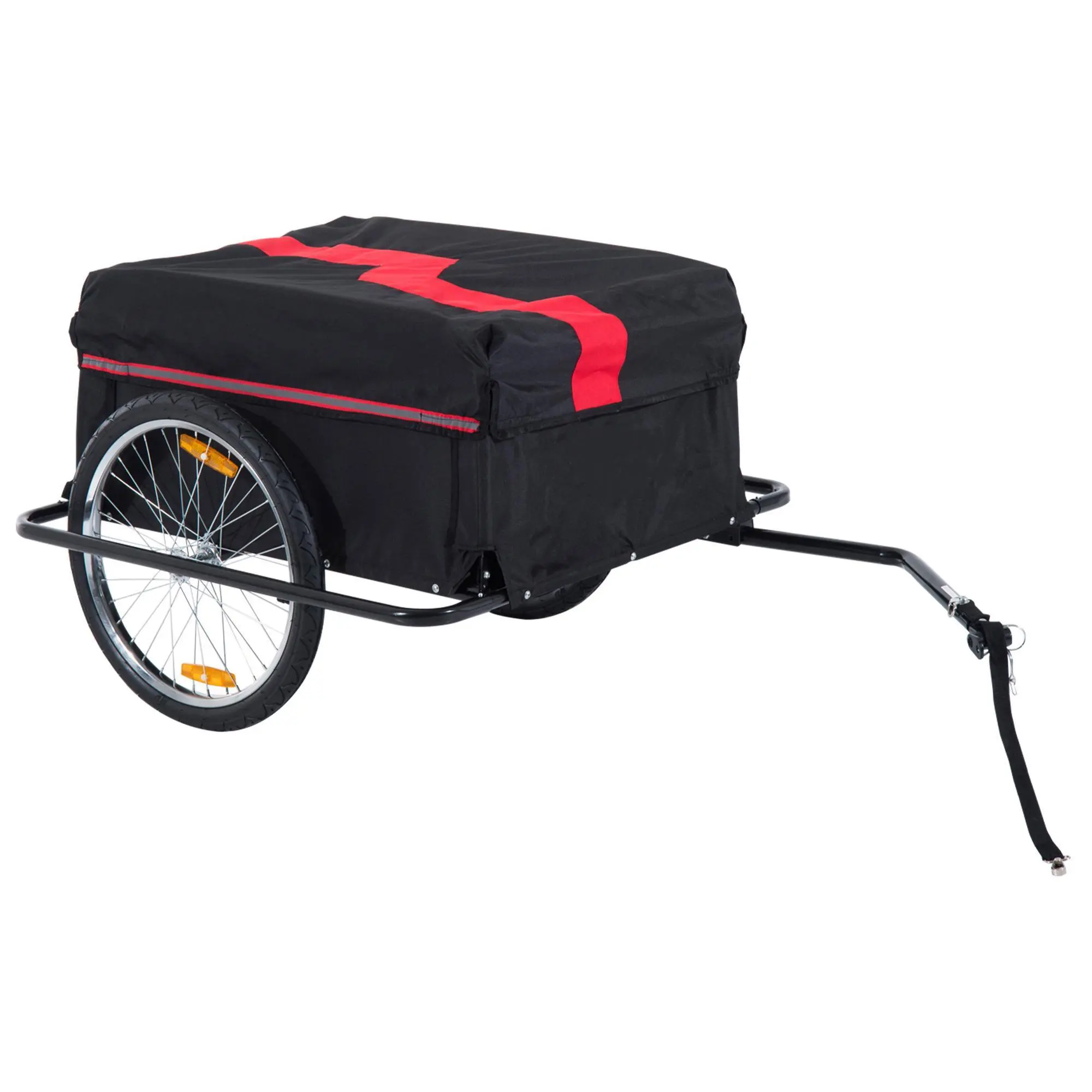 Red Dog Bicycle Cargo Trailer, 2-Wheel Luggage Wagon with Removable Waterproof Cover, 88 lbs Capacity, 20" Wheels, Foldable for Storage, Fits 22"-28" Bike Rims