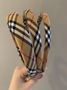 English Style Striped Tartan Hair Accessory, Thick Sponge Headband, Classic Plaid Fabric, Casual Daily Scarf Hair Tie