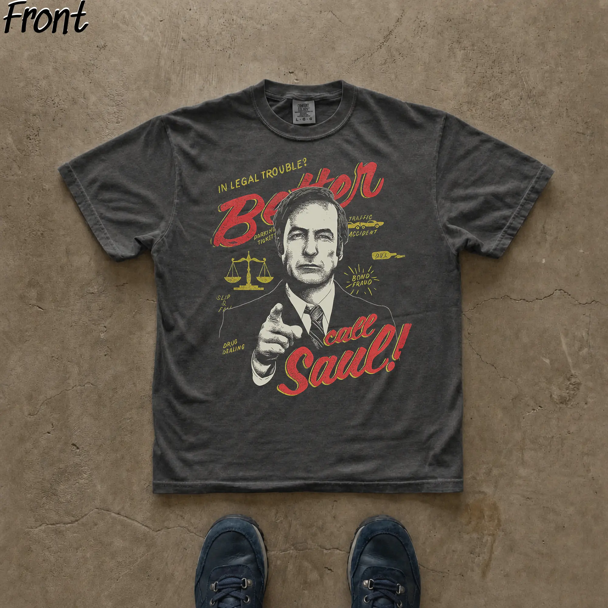 Gildan Men's Vintage Graphic T-Shirt - Short Sleeve Round Neck Streetwear Top with Better Call Saul & Breaking Bad Art