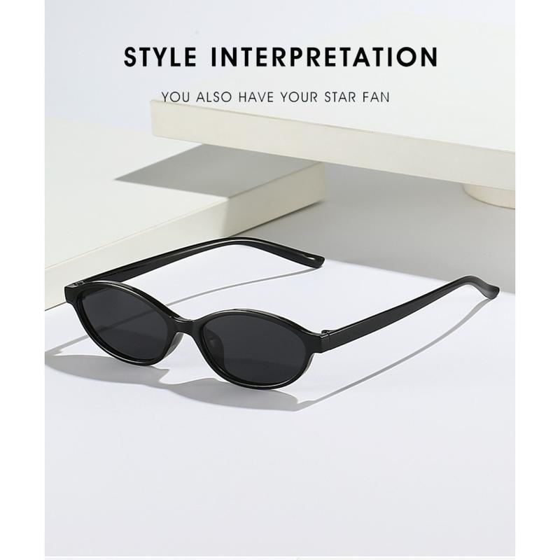 Y2K Retro Oval Cat Eye Sunglasses Women Narrow UV Trendy Eyewear