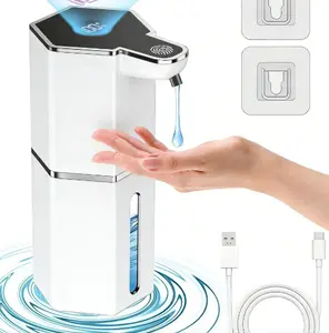 Automatic liquid soap dispenser, 12 oz contactless foaming liquid soap dispenser, USB rechargeable, 4 adjustable levels, waterproof function, kitchen accessory, home essential, handheld wall-mounted liquid soap dispenser
