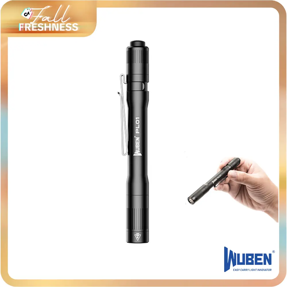WUBEN PL01 LED Pen Light, 1–650 Lumens, CRI90+ Natural White, USB-C Rechargeable & Compatible with 2 AAA Batteries, Clip-On Torch for Tight Spaces, Po