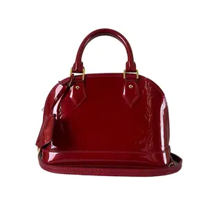 Pre-owned Louis Vuitton Vernis Top Handle Bag Alma BB Monogram Burgundy 92082887