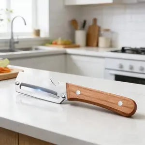 High-Quality Durable Vegetable and Fruit Peeling Peeler with Wooden Handle and Bottle Opener, Dual-Function Stainless Steel Kitchen Tool, Ideal for Apples, Potatoes, Pumpkins, Pineapples