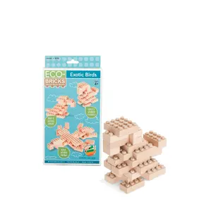 Once Kids Eco-bricks Wooden Bricks 3 in 1 Alluring Birds Set - Natural, Creative & Guided STEM Play for Kids & Adults