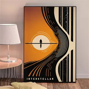 Unframed 2D Flat Minimalist Sci-Fi Movie Interstellar Poster, Vintage Canvas Painting Wall Art, Living Room Home Decor, No Frame