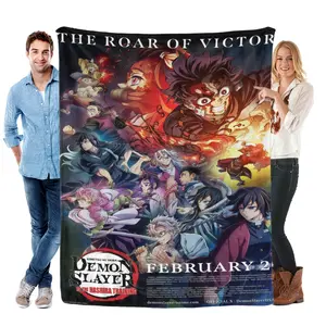 Kimetsu no Yaiba Plush Blanket - Tanjiro Kamado Design Ultra Soft for Gaming Room Dorm Thanksgiving Birthday Christmas Gift Heroic Artwork Luxury Plush Fabric