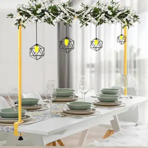 Over The Table Rod Stand with Clamps Adjustable 31"-110'' Length 31"-64" Height Gold Table Balloon Arch Stand with Storage Bag, For Valentines Day Party Wedding Anniversary Decoration