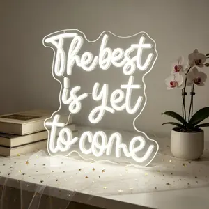 The Best Is Yet To Come LED Neon Sign, Pure Warm White Neon Light, USB Powered With Dimmable Brightness Switch, Soft Ambient Wall Decor For Bedroom Study Living Room, Wedding Party Cafe Bar Snack Shop Convenience Store Window Decoration