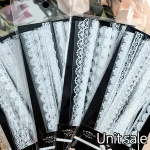 Random Color Lace Pattern Sticker, 30pcs/pack Waterproof PET Lace Decorative Sticker, Modern Simple Self Adhesive Scrapbook Materials Decorative Sticker for DIY Scrapbooking