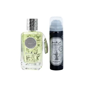 Ard Al Zaafaran Dirham 2 Pc Spray Set for Unisex 3.4 Ounce Eau de Parfum & 1.6 Ounce Deodorant Elegant Design with Silver Cap