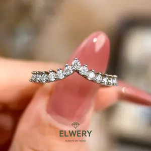 【R-039 | V Band】Synthetic Moissanite Rings Jewelry