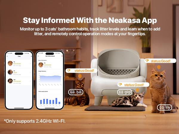 M1 Lite Open-Top Self Cleaning Cat Litter Box, Automatic Cat Litter Box with APP Control, Safety Protection, 1 Roll Waste Bag