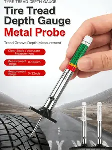 【Pack of 2 25mm Car Tire Tread Depth Gauge】Universal Car Tire Tread Depth Meter, Color Coded Car Tire Tread Depth MeterReads in MM and 32nds, Quickly Identifies Tread on Tires, Automotive Repair Tools